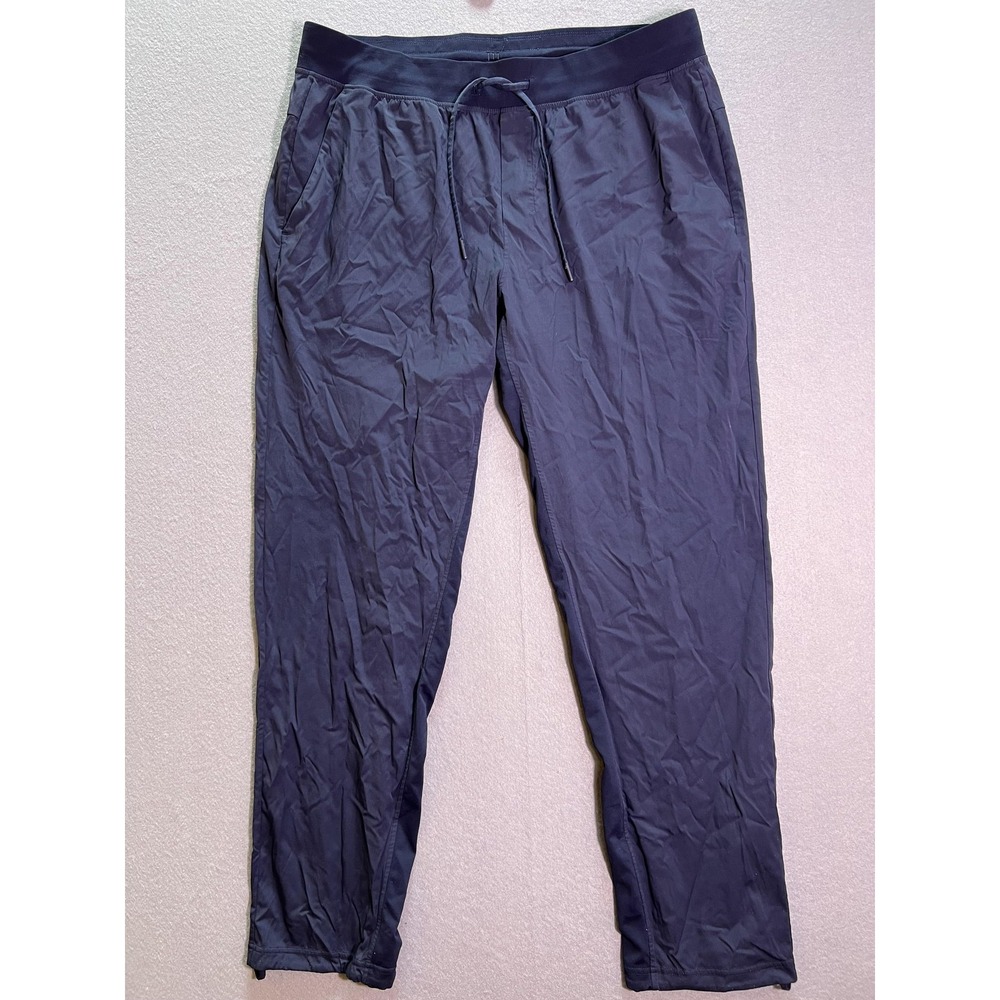 Lululemon Track Pants Mens 2XL Blue Woven Elastic Waist Zip Pocket Athletic